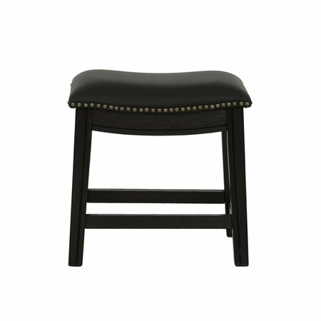 KD GABINETES 18in. Saddle Stool in Black Faux Leather - Set of 2 KD3143108